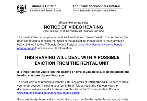 Notice of Hearing